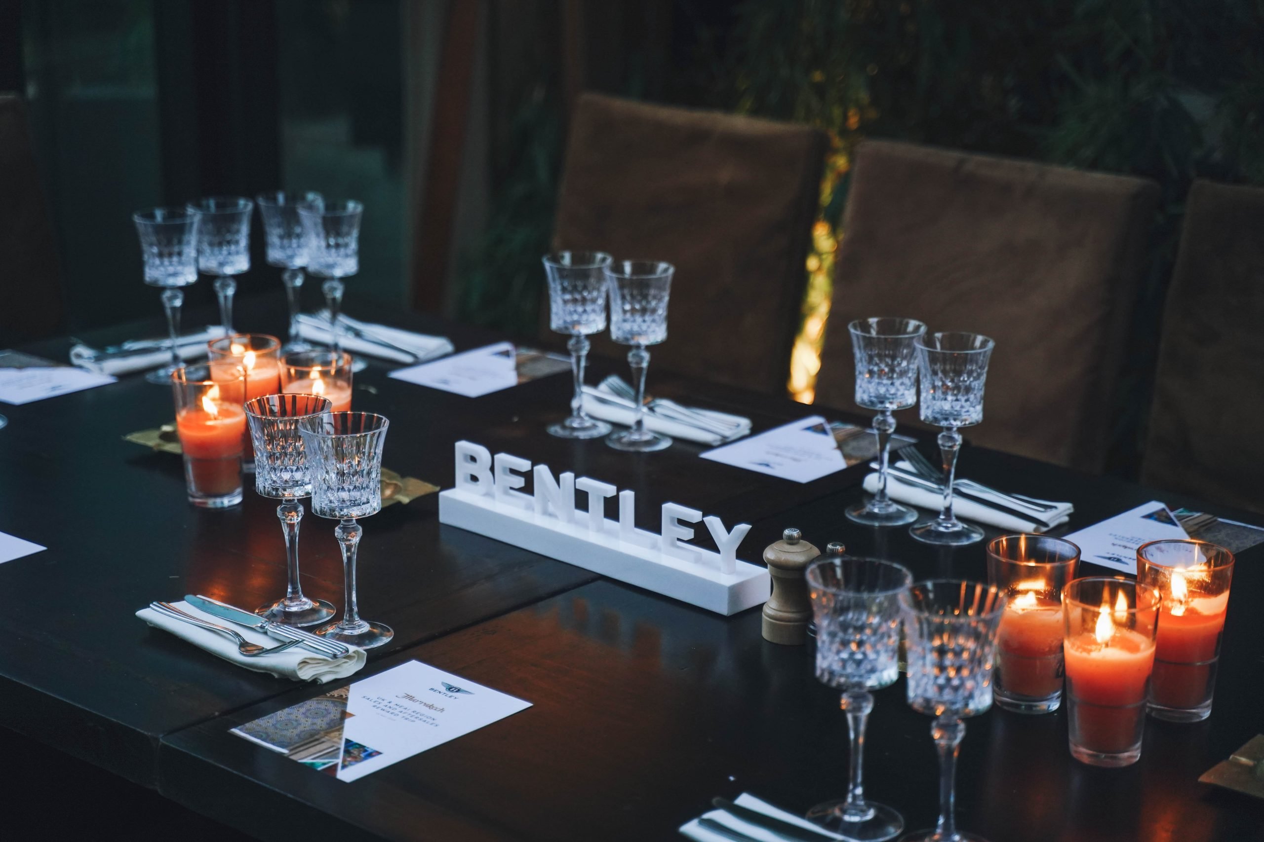 Bentley Motors Table setting
