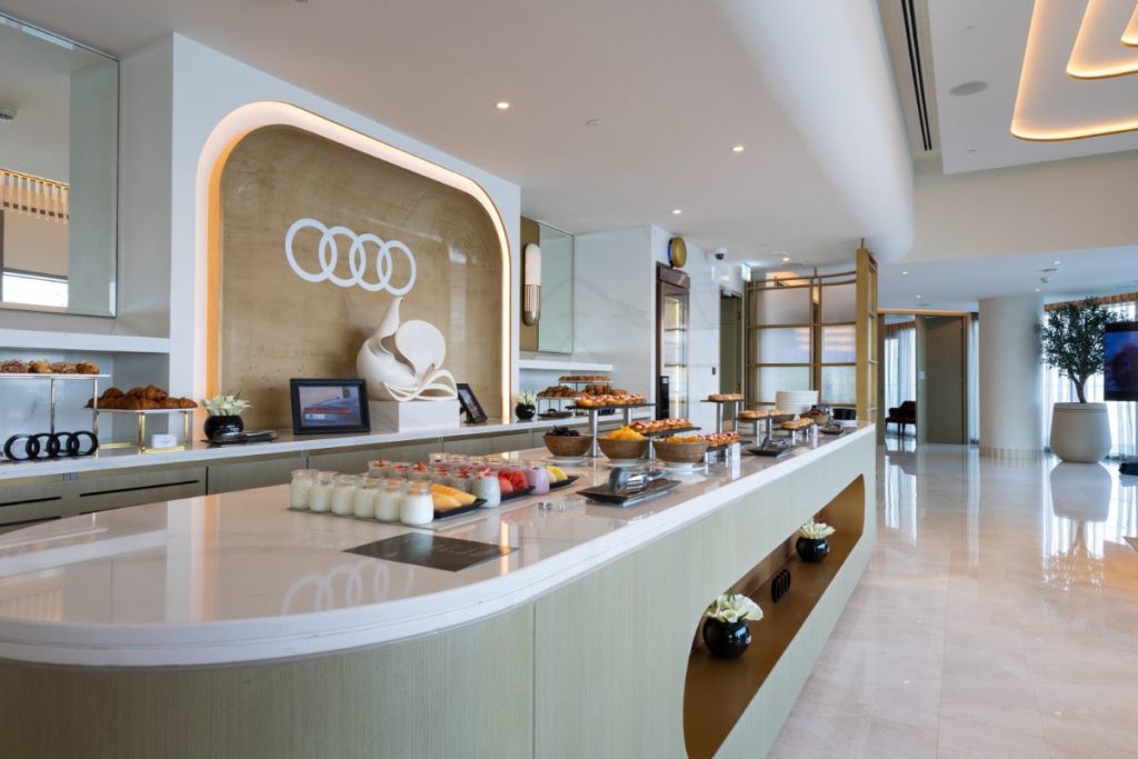 Noble Events-designed venue featuring refined Audi branding and hospitality setup